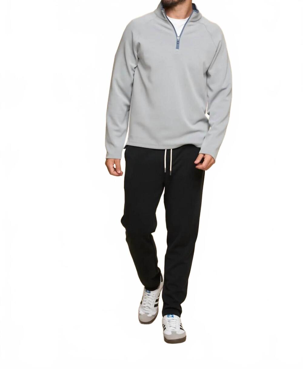 NEW FUNDAMENTAL COAST later on quarter zip sweater in limestone